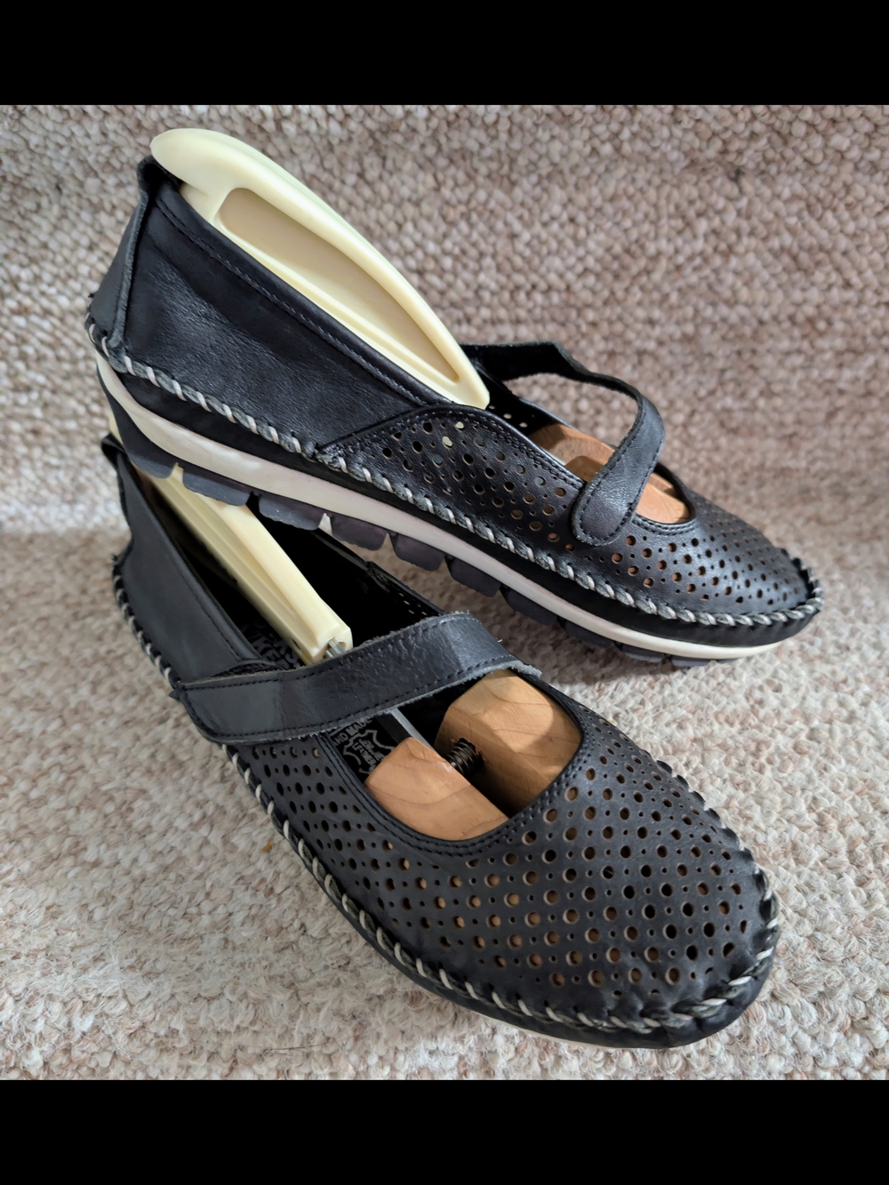 Women's Volks Walkers black Perforated leather slip-on